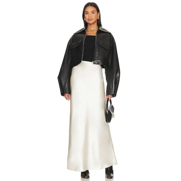Line & Dot Jordey Pants in Ivory XSmall New Womens Satin Wide Leg Trousers - Picture 4 of 9